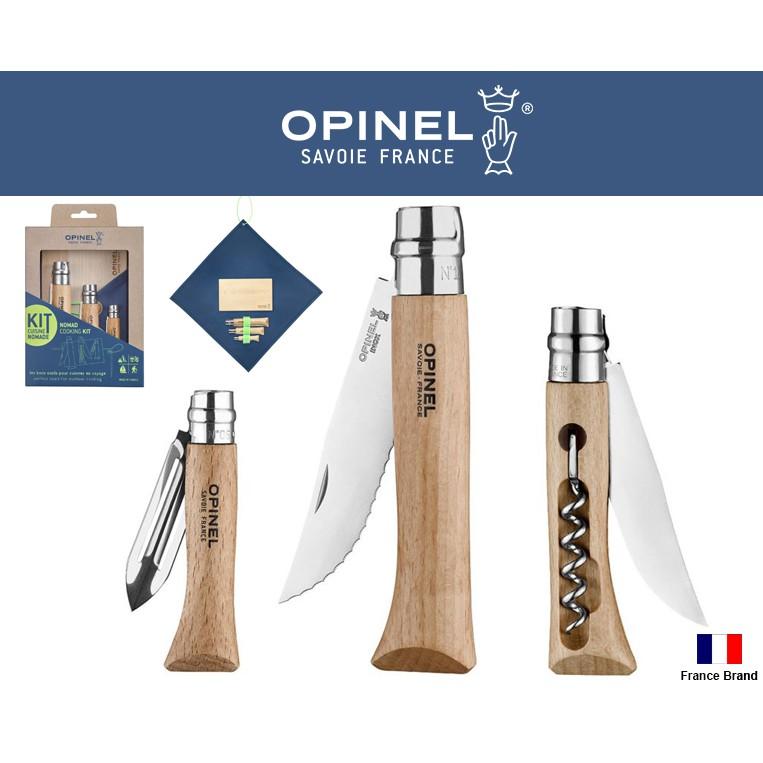 Opinel法國不銹鋼折刀Nomad Cooking Kit戶外野餐三折刀具組附砧板餐巾布【OPI002177】