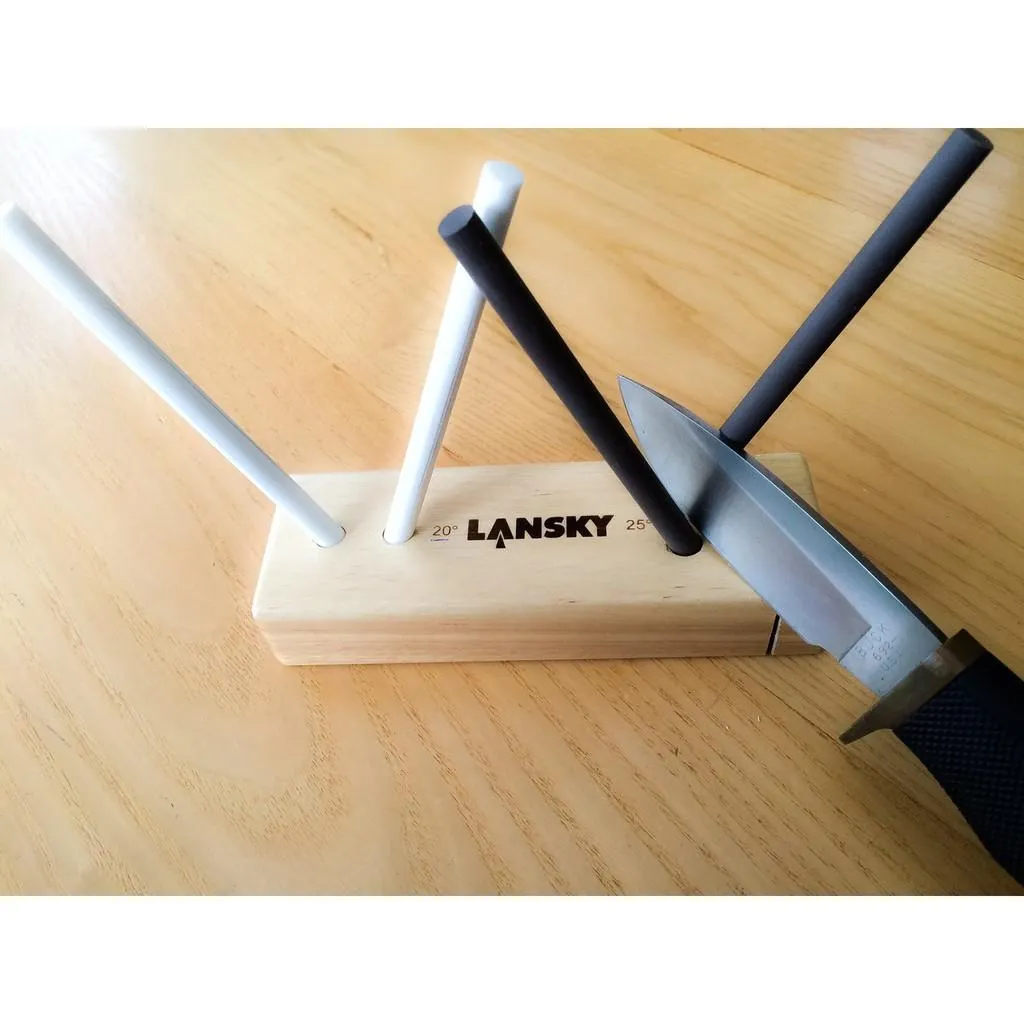 Lansky美國磨刀器Turn Box 4陶瓷棒雙角度木座磨刀系統LS4ROD
