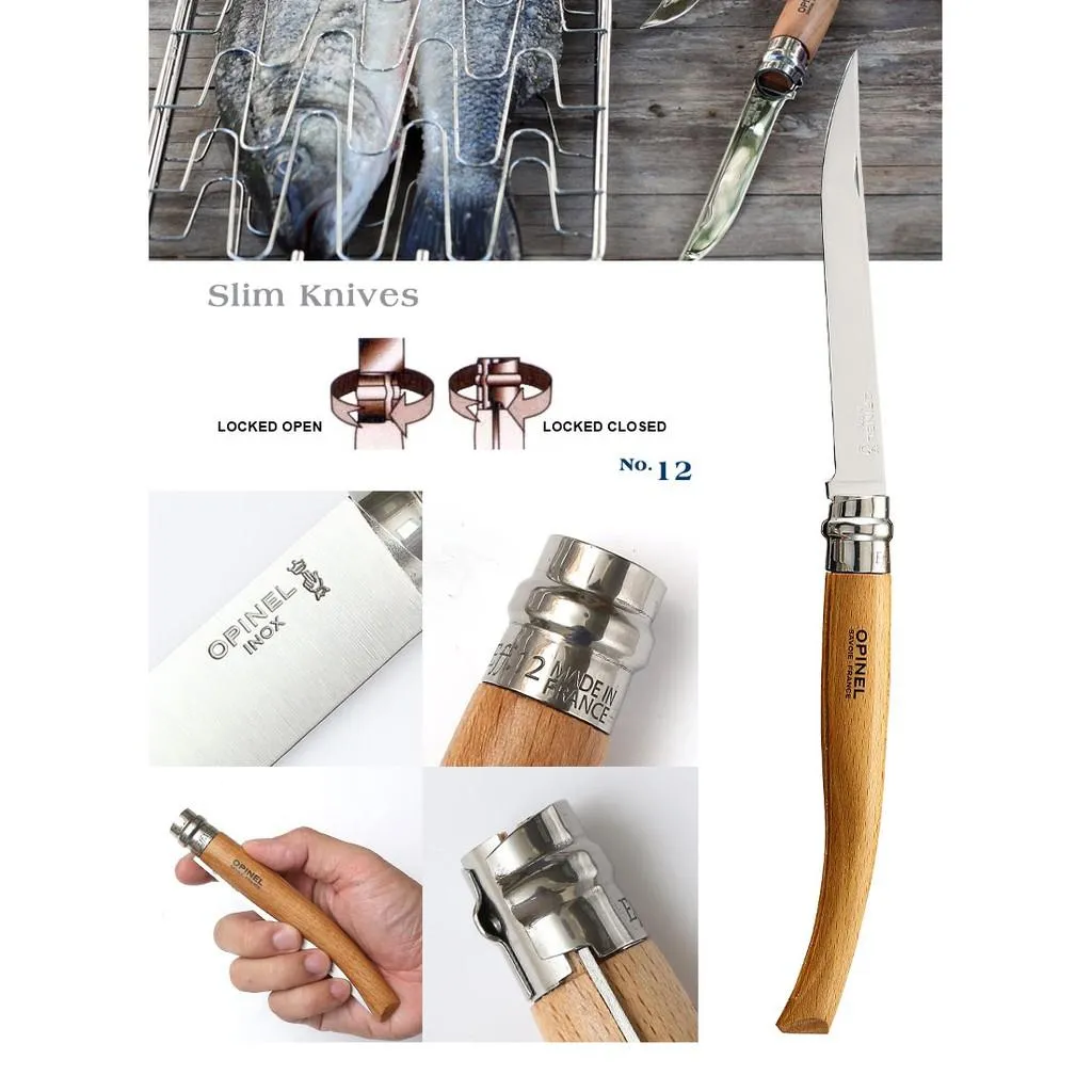 Opinel法國不銹鋼折刀細長款 No12 櫸木刀柄,法國製造【OPI000518】