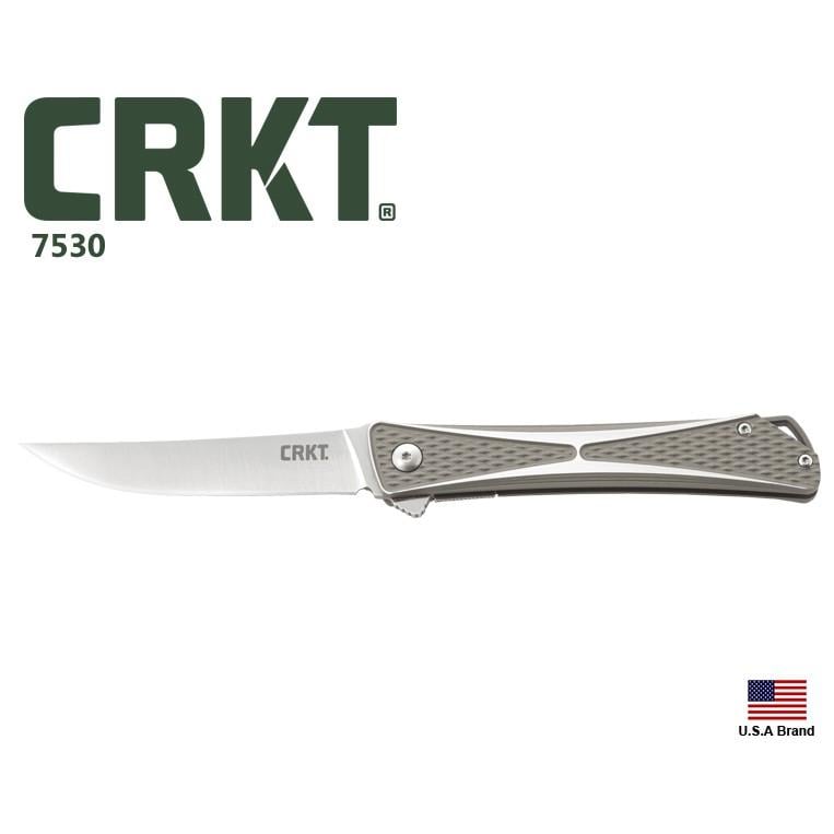 美國CRKT折刀CROSSBONES拋光面AUS8鋼6061鋁合金握柄附背夾,台灣製造【CRKT7530】