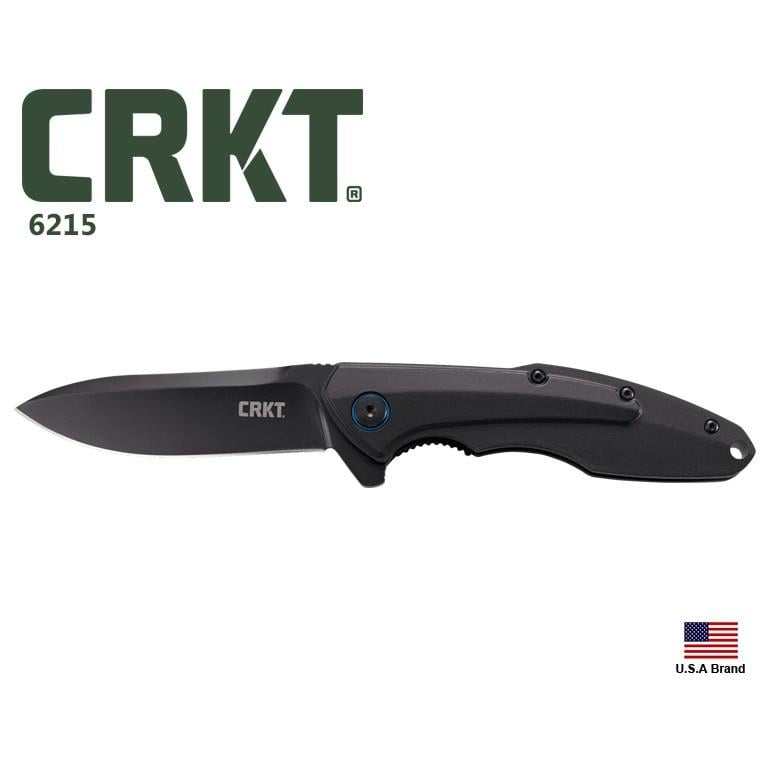 美國CRKT折刀CALIGO黑色8Cr13MoV不銹鋼6061-T6鋁合金柄附背夾【CRKT6215】