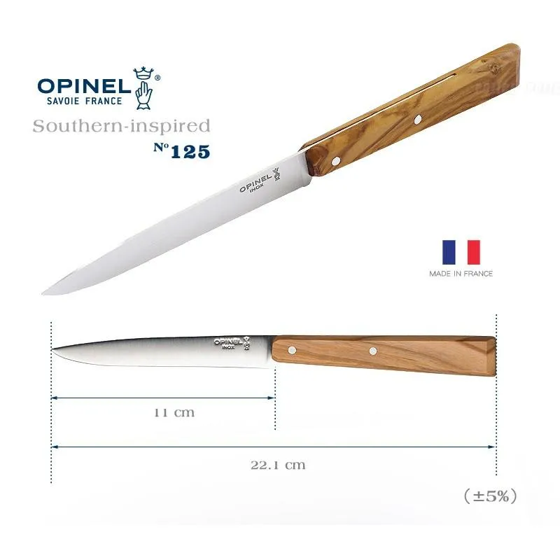 Opinel法國Bon appetit廚房11cm餐刀水果刀橄欖木刀柄No125,歐洲製造【OPI001583】