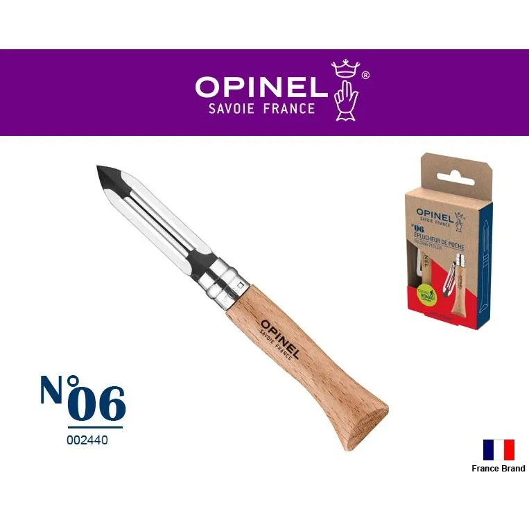 Opinel法國廚房系列露營折刀不銹鋼削皮刀No06櫸木刀柄,法國製造【OPI002440】