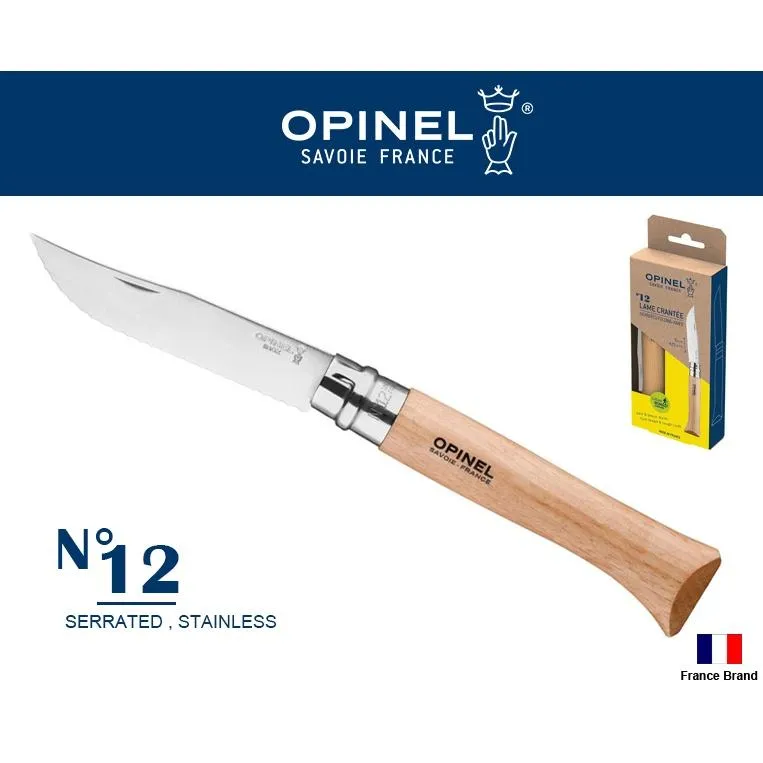 Opinel法國不銹鋼折刀No12櫸木柄Sandvik 12C27不銹鋼全鋸齒刀刃OPI002441