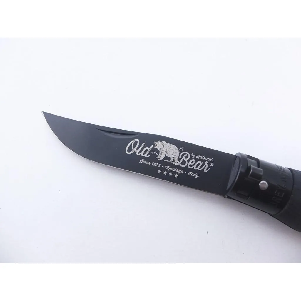 義大利 Antonini Knives Old Bear 不銹鋼PTFE黑刃(黑)鎖定環M號黑積層木柄折刀【OBTBM】