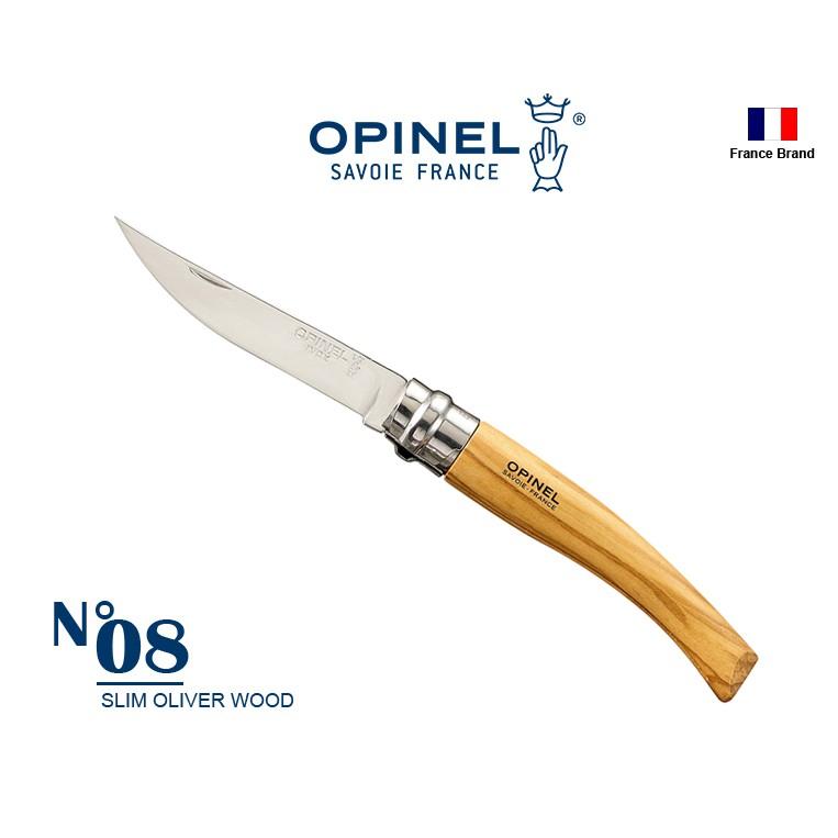 Opinel法國不銹鋼折刀細長款 No08 橄欖木刀柄,法國製造【OPI001144】