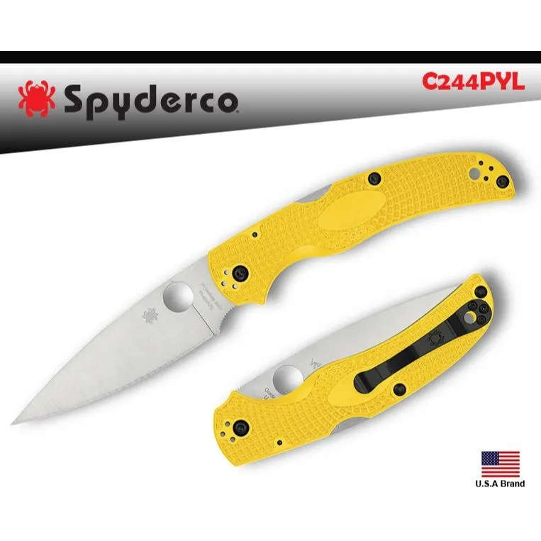 Spyderco美國蜘蛛Native Chief平刃刀具FRN黃柄MagnaCut粉末鋼C244PYL