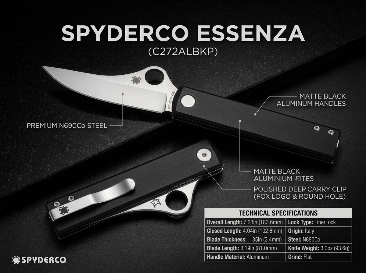 Spyderco美國蜘蛛折刀FOX聯名款Essenza黑鋁柄N690Co鋼C272ALBKP