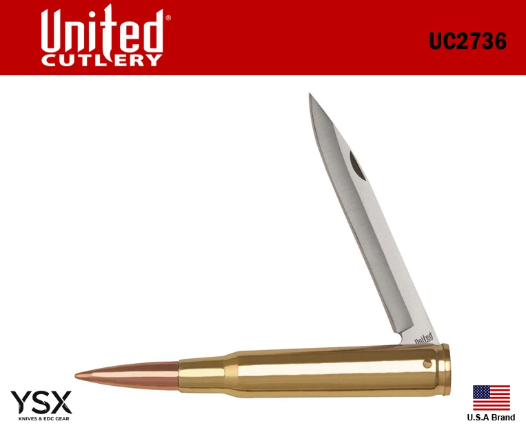 美國United Cutlery聯合刀具50 Cal Bullet子彈造型不銹鋼折刀UC2736