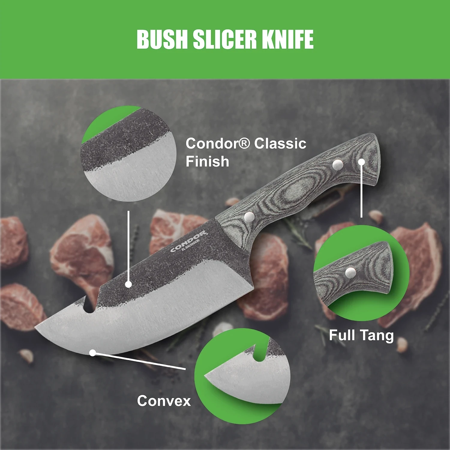 薩爾瓦多Condor直刀BUSH SLICER灰色1095高碳鋼Micarta握柄附刀鞘【Con65005】