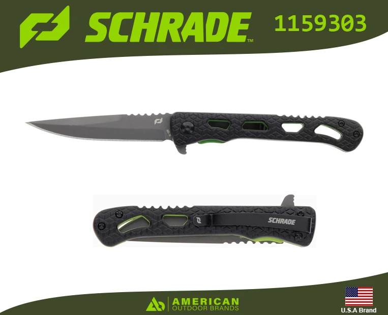 美國Schrade折刀 Inert CLR平刃滾軸開刀AUS-10高碳鋼氮化鈦塗層SCH1159303