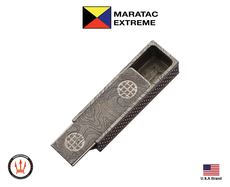 美國Maratac實心鈦Titanium Match Slide Box隨行滑蓋防水盒附刮火貼紙MAR039