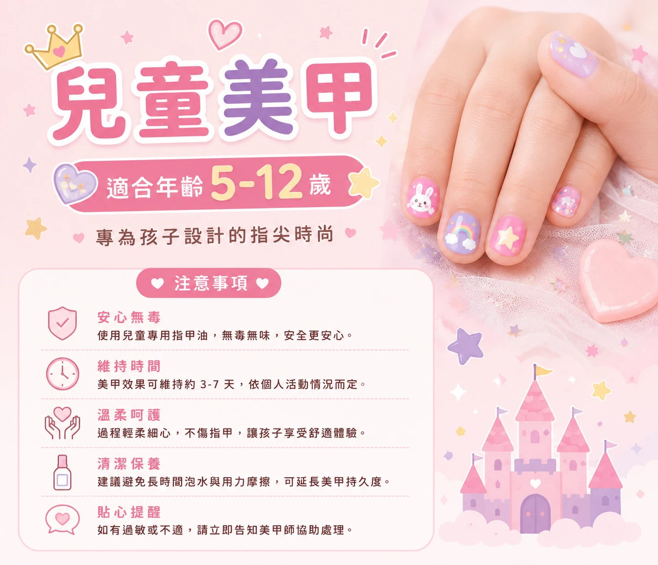 兒童凝膠美甲(5-12歲)