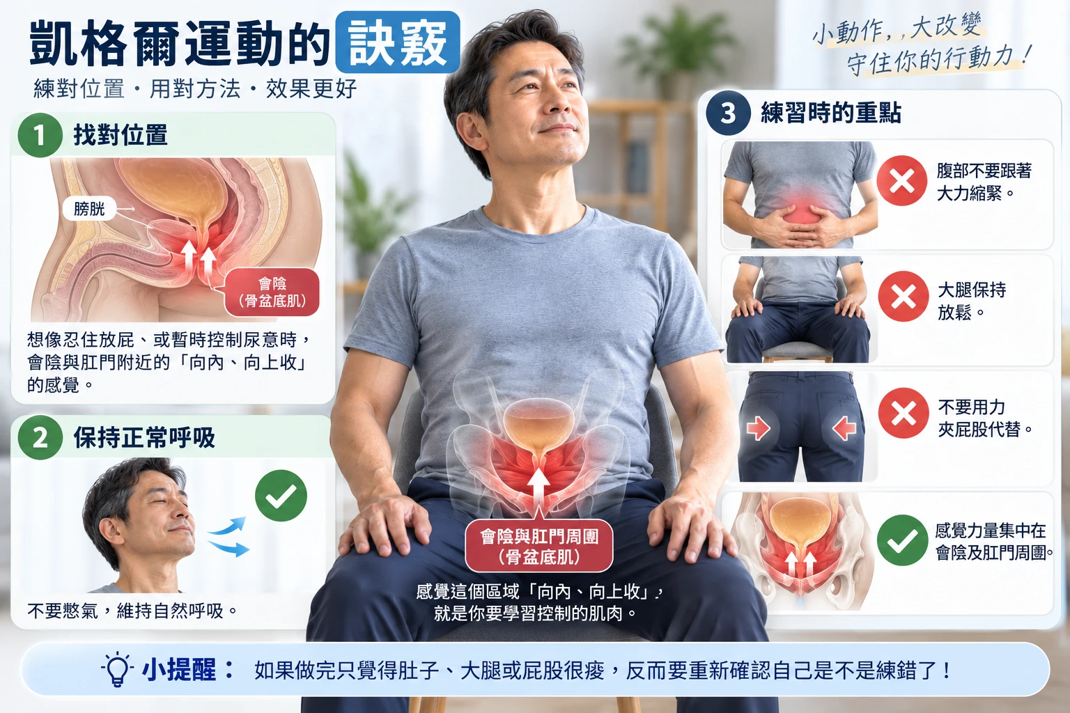 一張圖搞懂凱格爾運動的訓練訣竅，訓練膀胱，告別漏尿