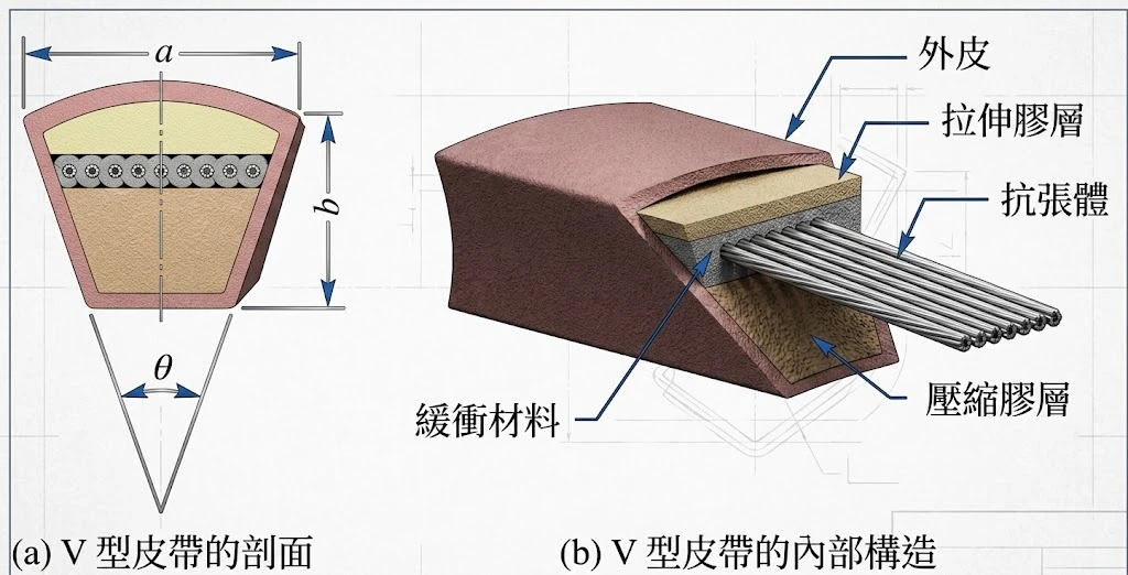 高階性能車款專用雙齒皮帶物理結構抗側向擠壓剛性分析圖