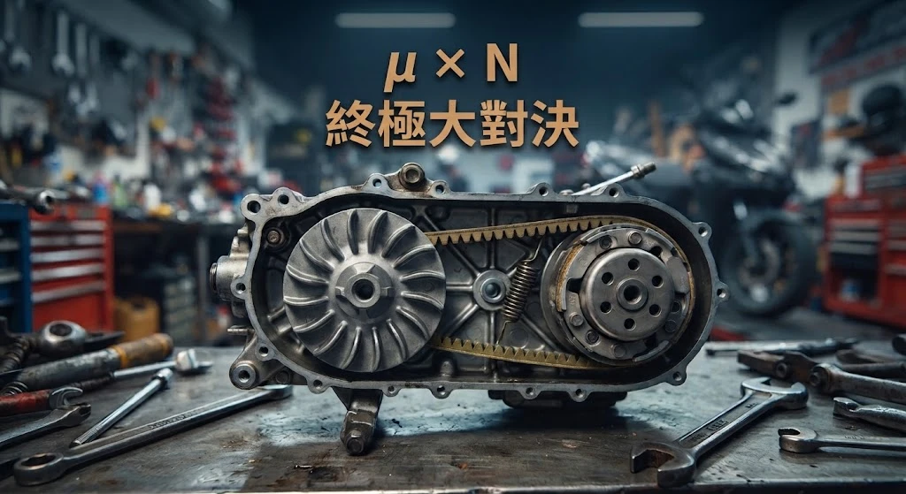 CVT無段變速系統皮帶夾持力與大彈簧正向力(N)之動態受力平衡圖