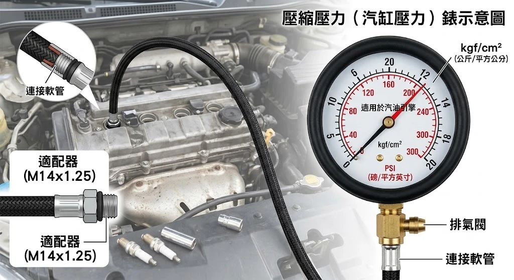 靜態壓縮比與動態壓縮壓力差異示意圖，點出進氣門關閉點延後的壓力損失