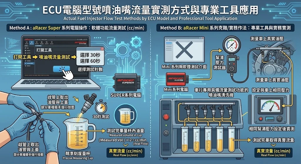 噴油嘴流量測試與汽油幫浦壓力測量