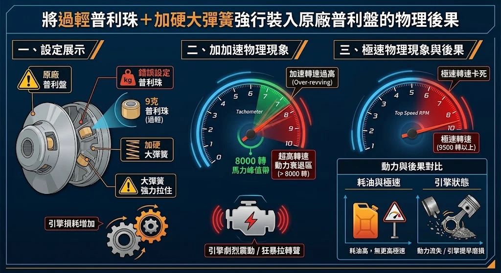 傳動系統各項組件運作與轉速分佈示意圖