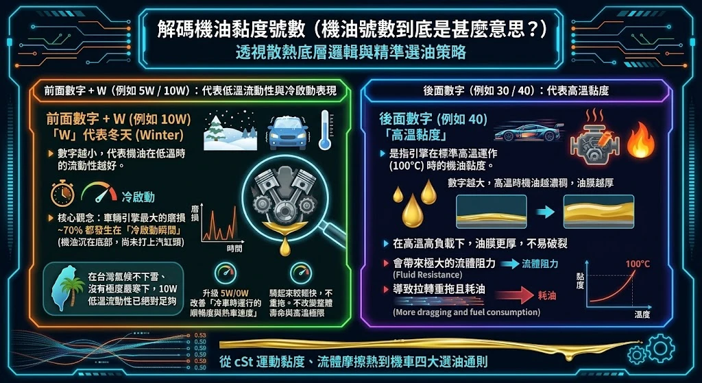 機油號數 低溫流動性 高溫黏度
