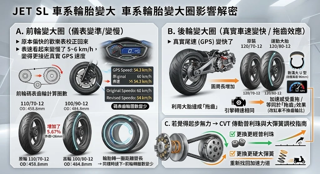 換大輪胎造成的儀表板時速誤差與拖齒效應解說