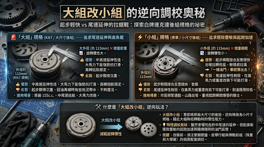機車傳動大組改小組，GY6規格離合器碗公對比解析