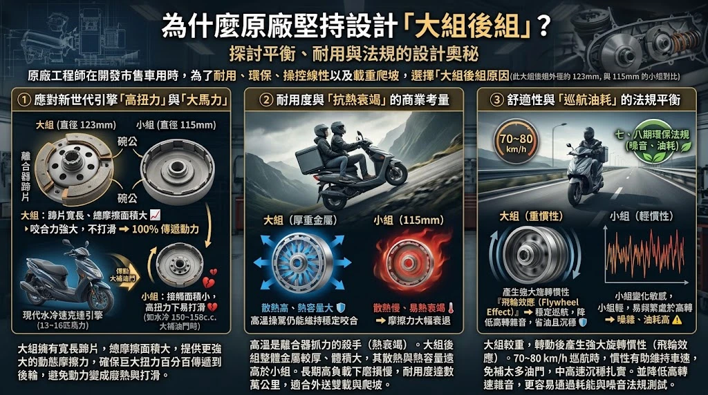 大組與小組傳動飛輪效應與巡航油耗物理對比