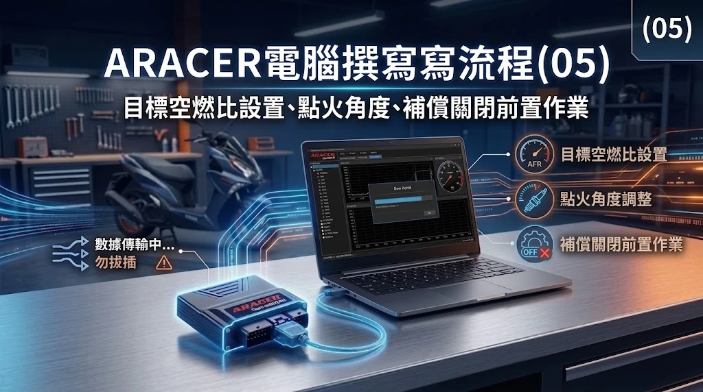 《(05)ARACER電腦撰寫流程-目標空燃比設置、點火角度、補償關閉前置作業》