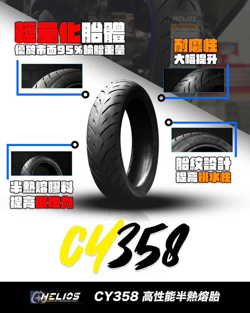 【HELIOS 赫璐】YOSUN CY-358高抓 半熱熔胎 尼龍胎