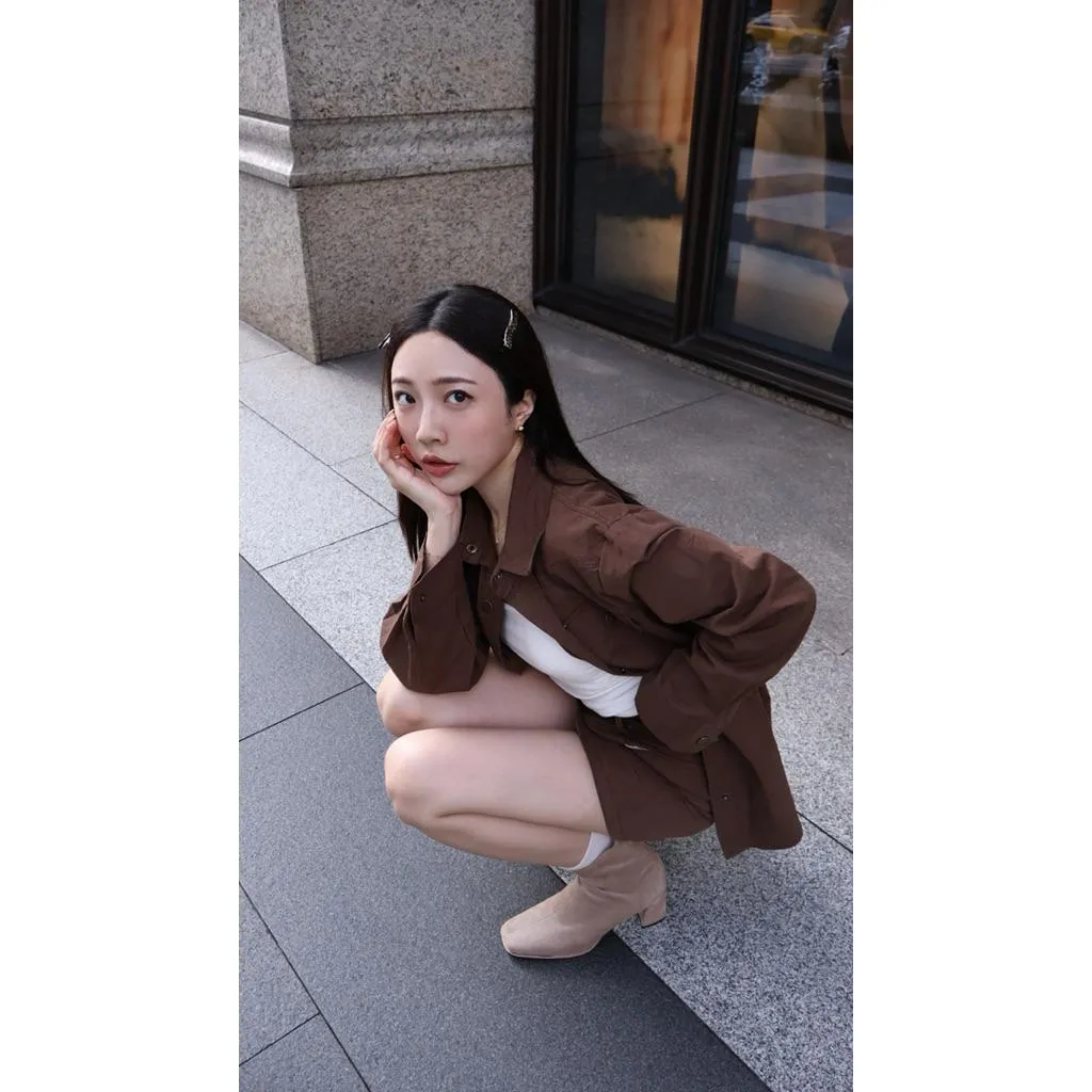 城市女郎附皮帶工裝風牛仔兩件套裝