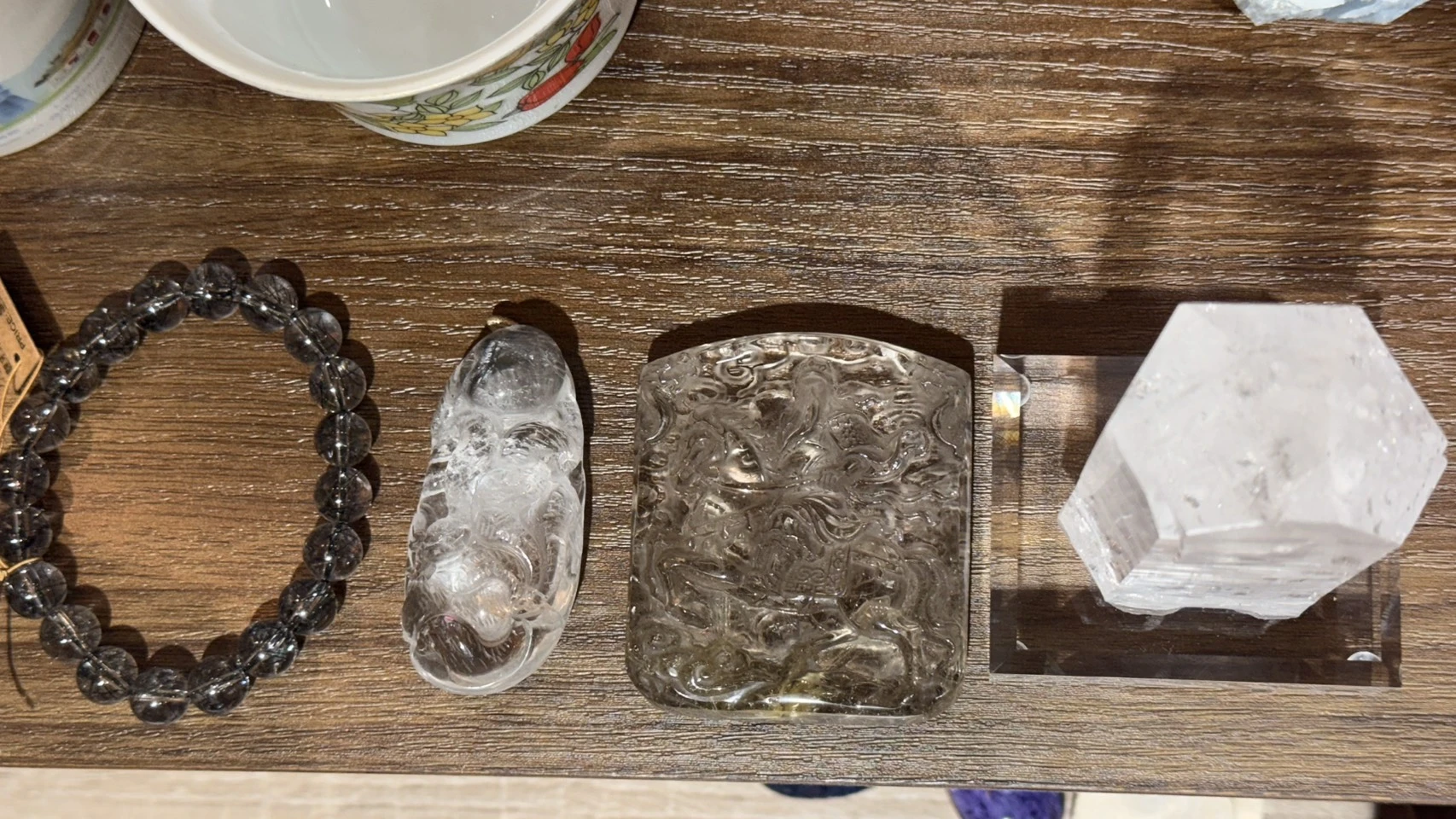 拉長石龍龜+黑髮晶+黑銀鈦狐狐+鈦晶關公+印度喜馬