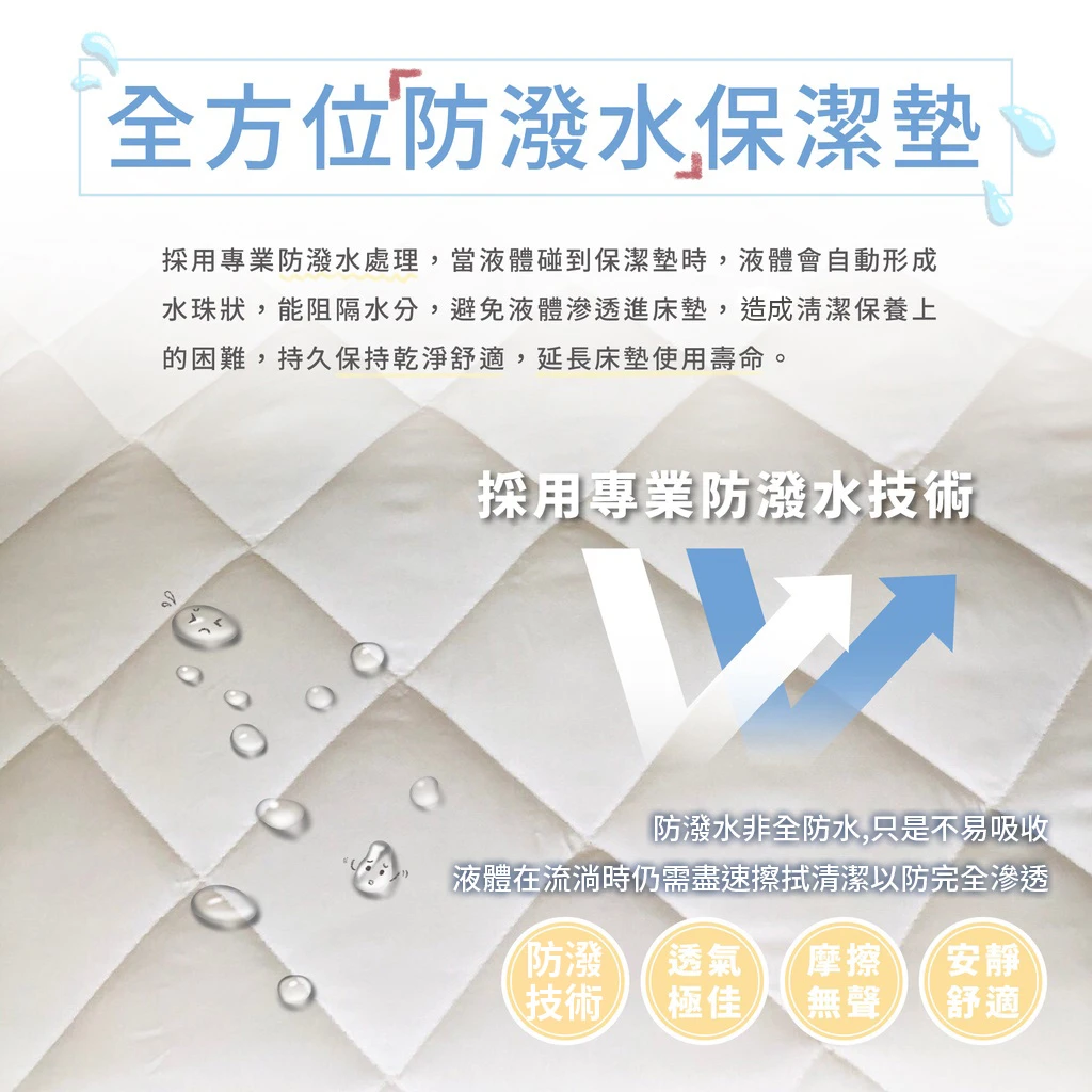 防潑水厚鋪棉床包式保潔墊