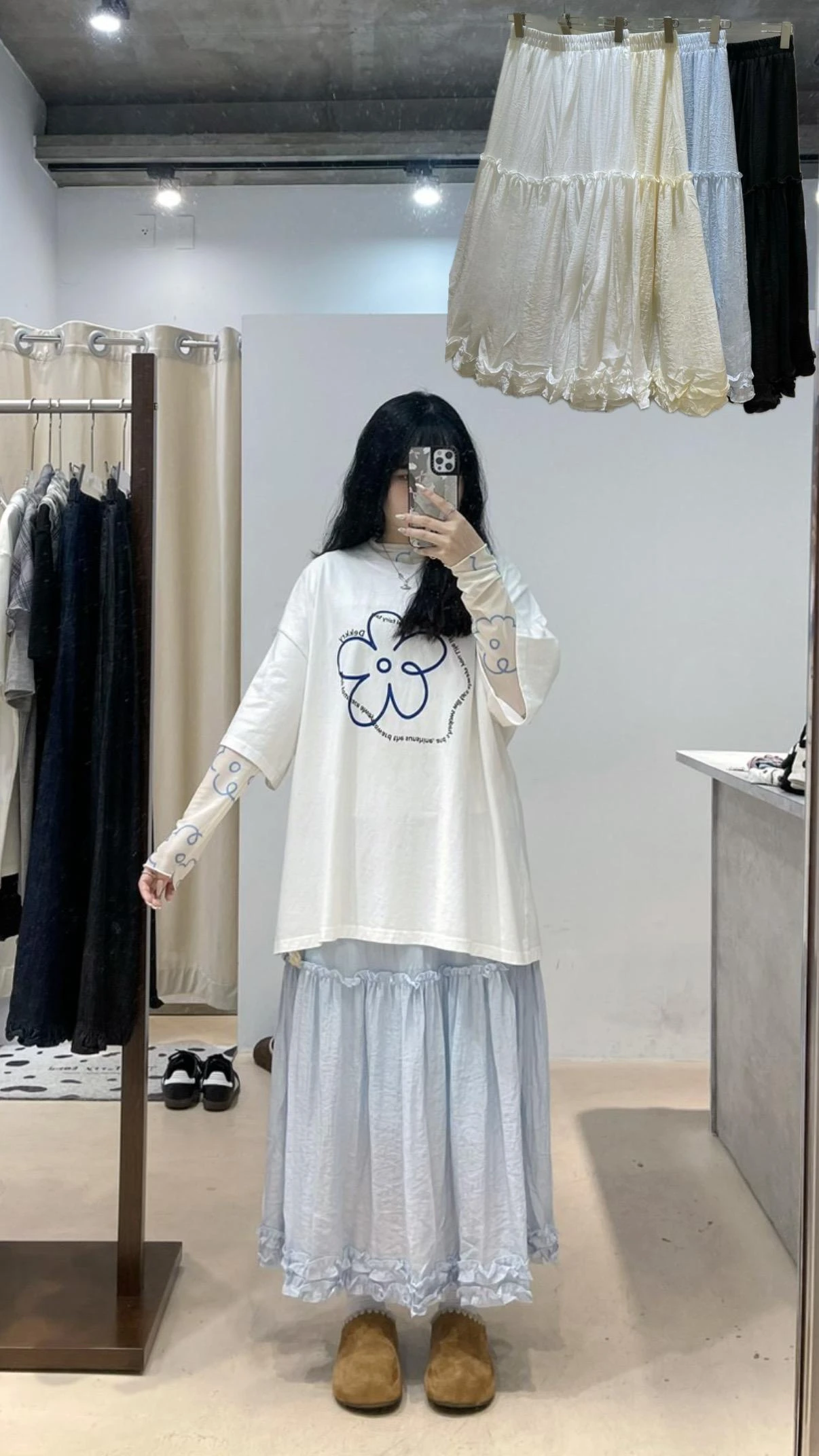 小隻女必備✨輕薄感棉質小花邊半身裙 4color
