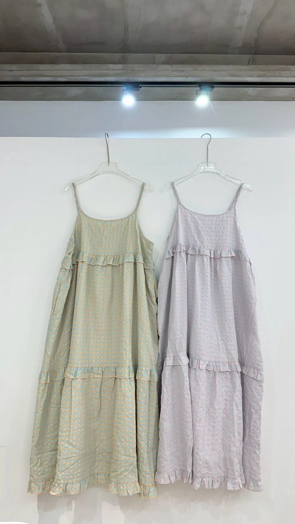日系跳色格紋洋裝 2color
