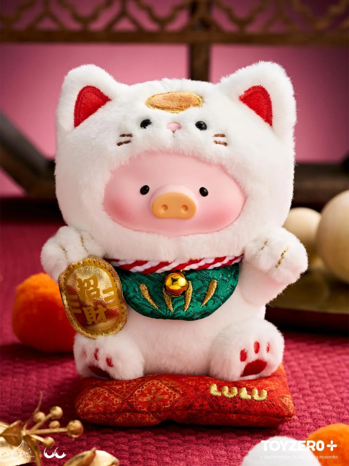 罐頭豬LuLu-「一喵在手，財富我有」膠臉毛絨