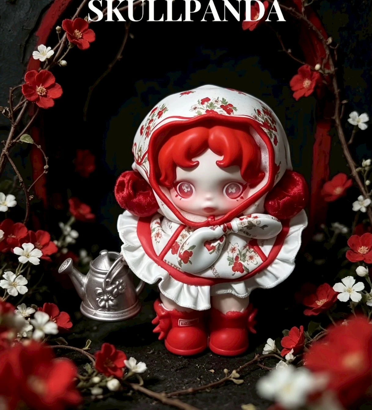 SKULLPANDA開到花叢中毛絨公仔掛件