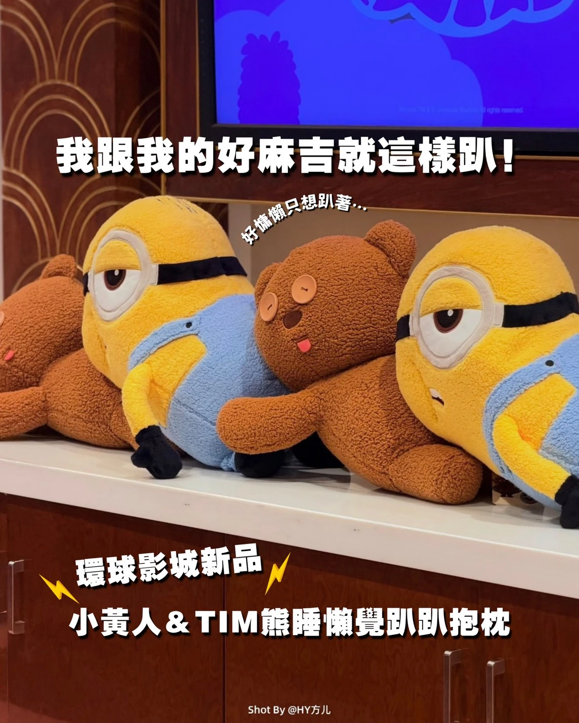 小小兵 小黃人&Tim熊趴睡抱枕