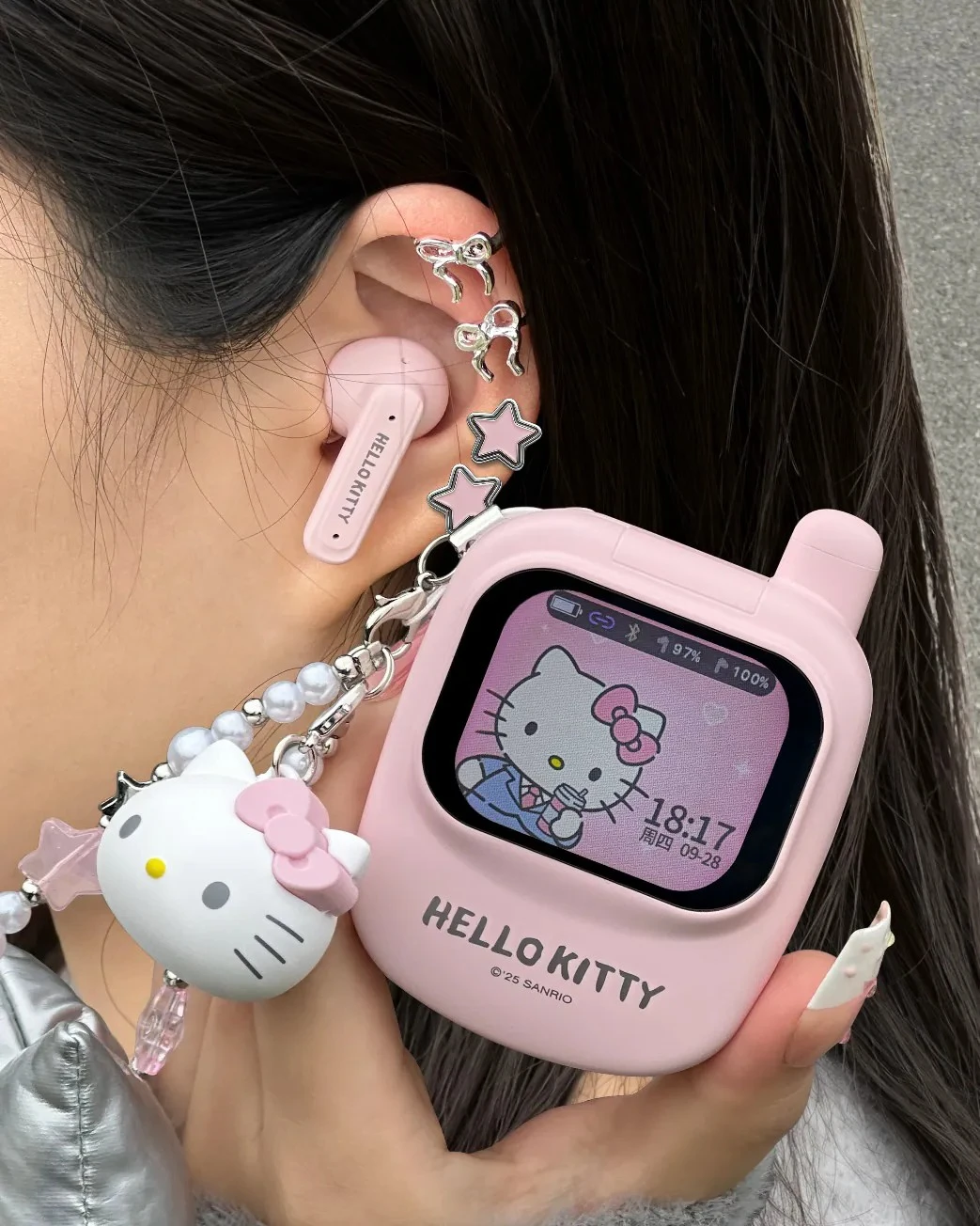 三麗鷗 Hellokitty手機造型機藍耳機