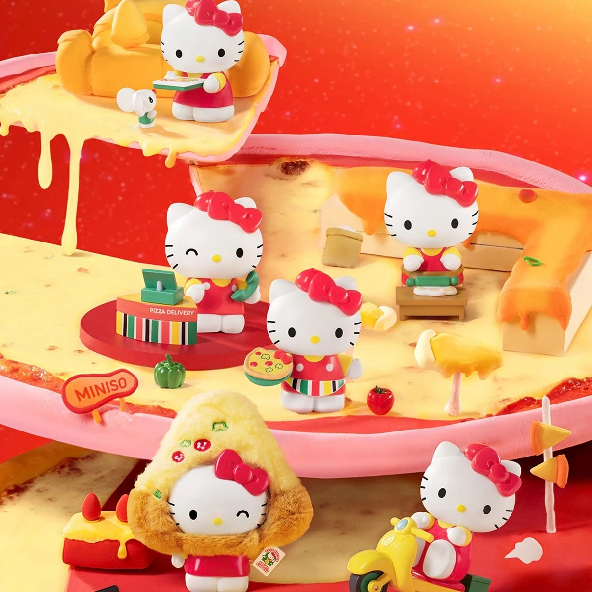 三麗鷗 Hello Kitty × MINISO —「Pizza Shop Diary 披薩日記系列」手辦盲盒