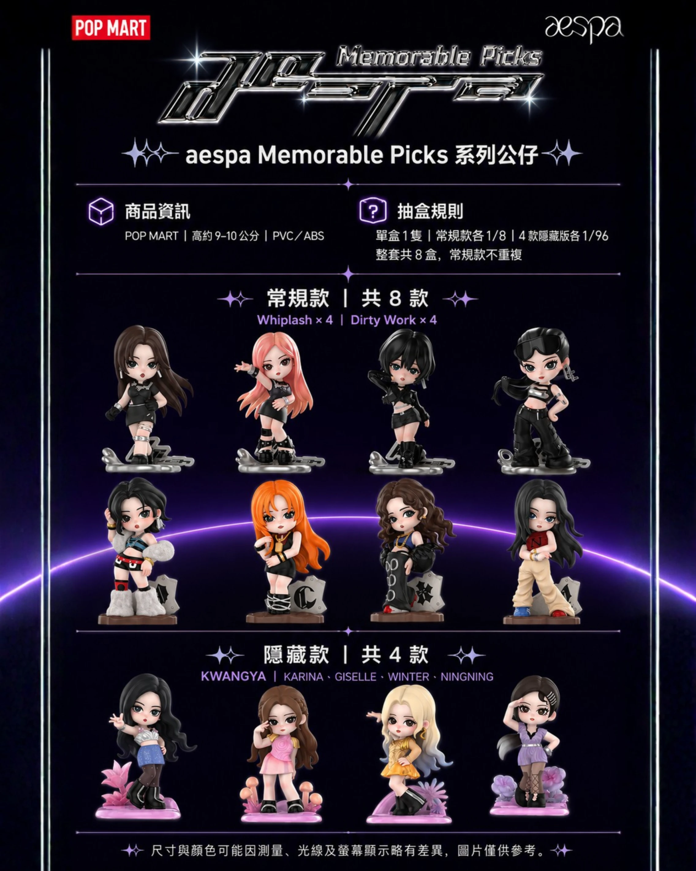 aespa × POP MART 珍藏系列｜公仔盲盒・發光吊飾・展示盒