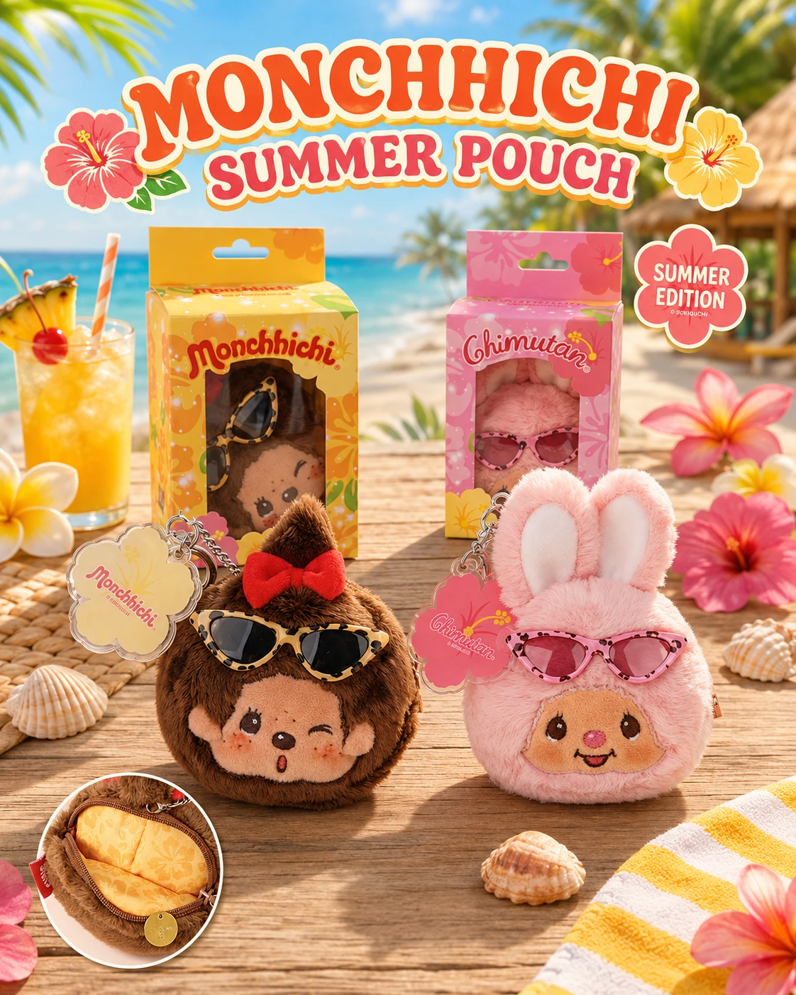 韓國 MONCHHICHI 蒙奇奇 夏日小麥肌女孩 臉型收納包吊飾