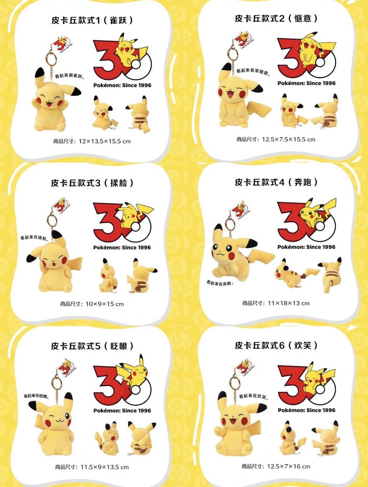 Pokémon 寶可夢30週年皮卡丘毛絨掛件