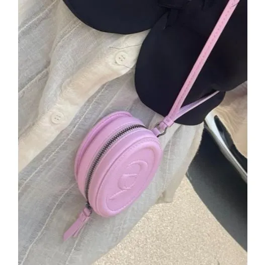 [現貨] 韓國ARCHIVEPKE亮粉色皮質橢圓鏡子隨身包  macaroon