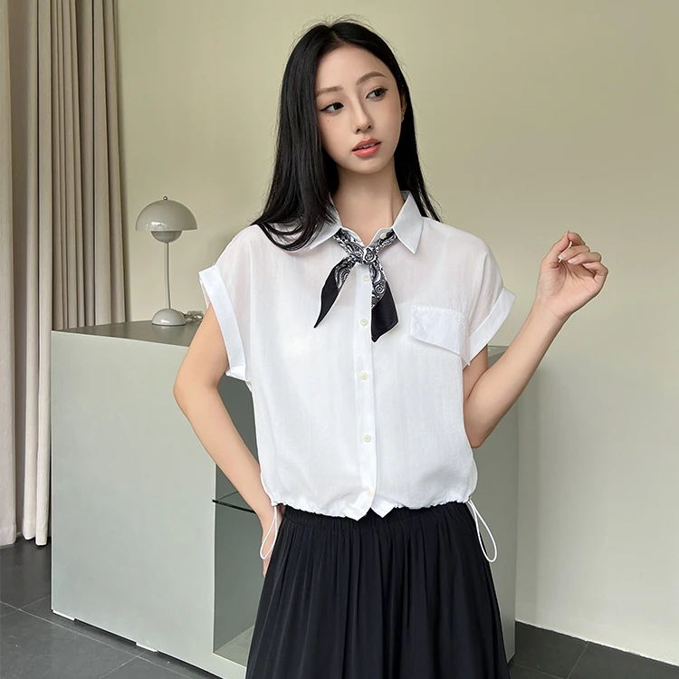 法式絲巾領POLO襯衫上衣｜優雅氣質與輕盈涼感的夏日必備