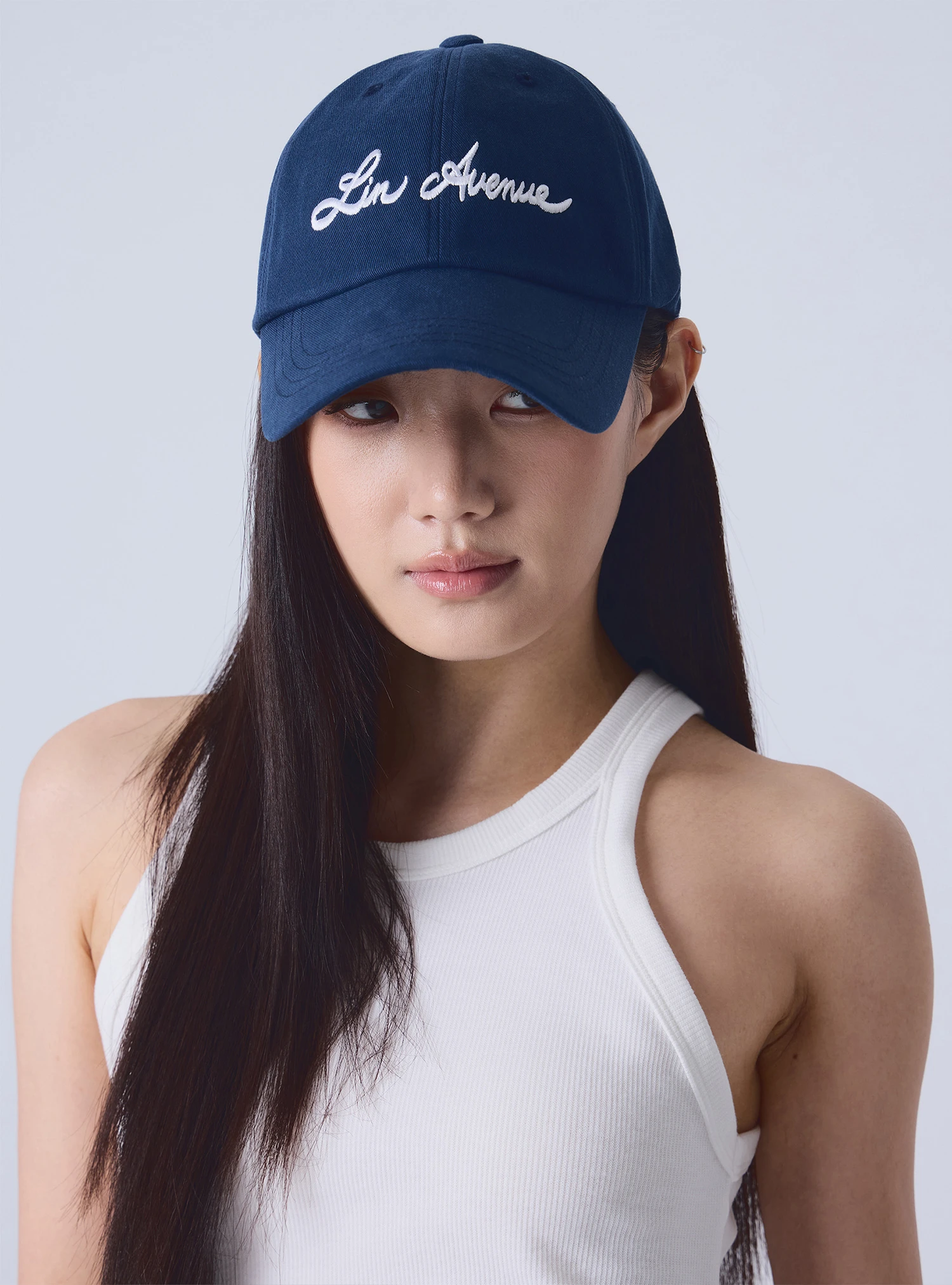 Linavenue linavenue系列 草寫刺繡棉質棒球帽 Navy