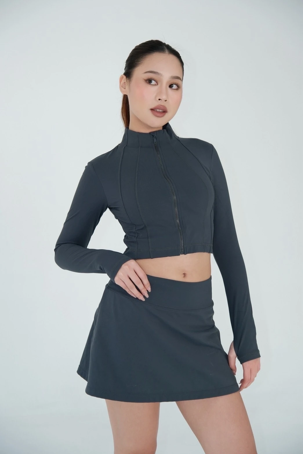 短版長袖瑜伽bra