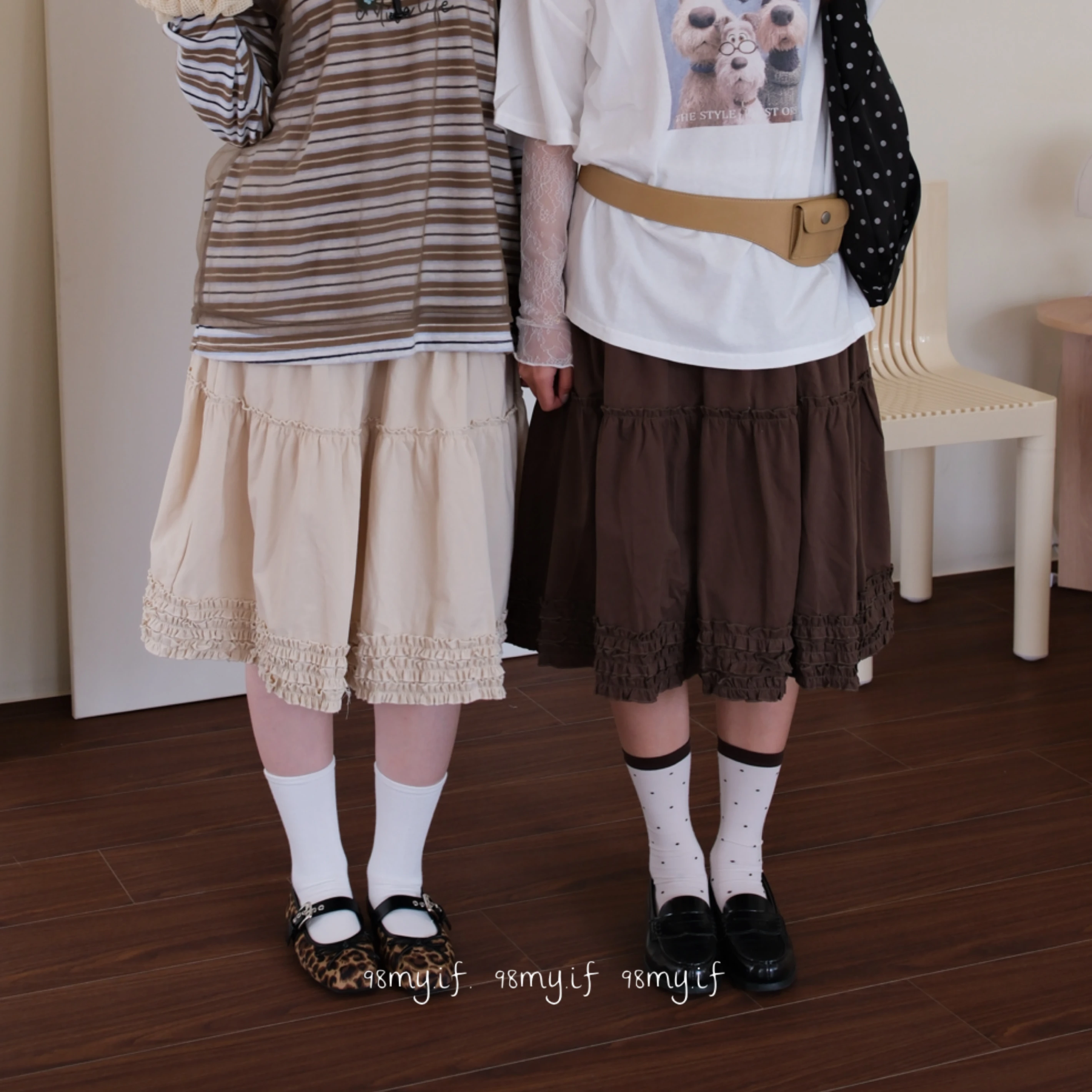 A14 日系奶油系蛋糕半裙（2colors)  ( 現貨)