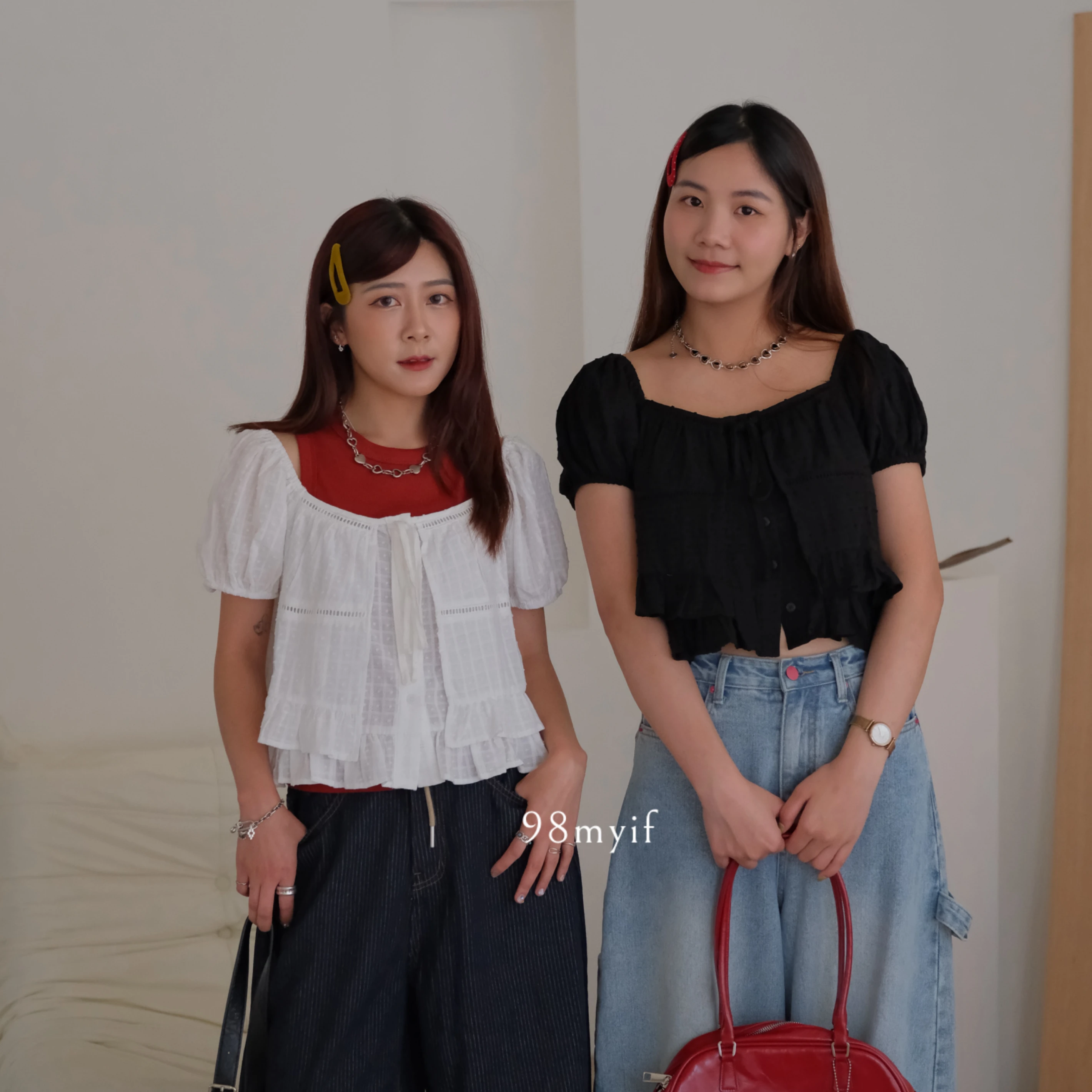 Ｑ621 泡泡麻料短版上衣 （2colors) 現貨