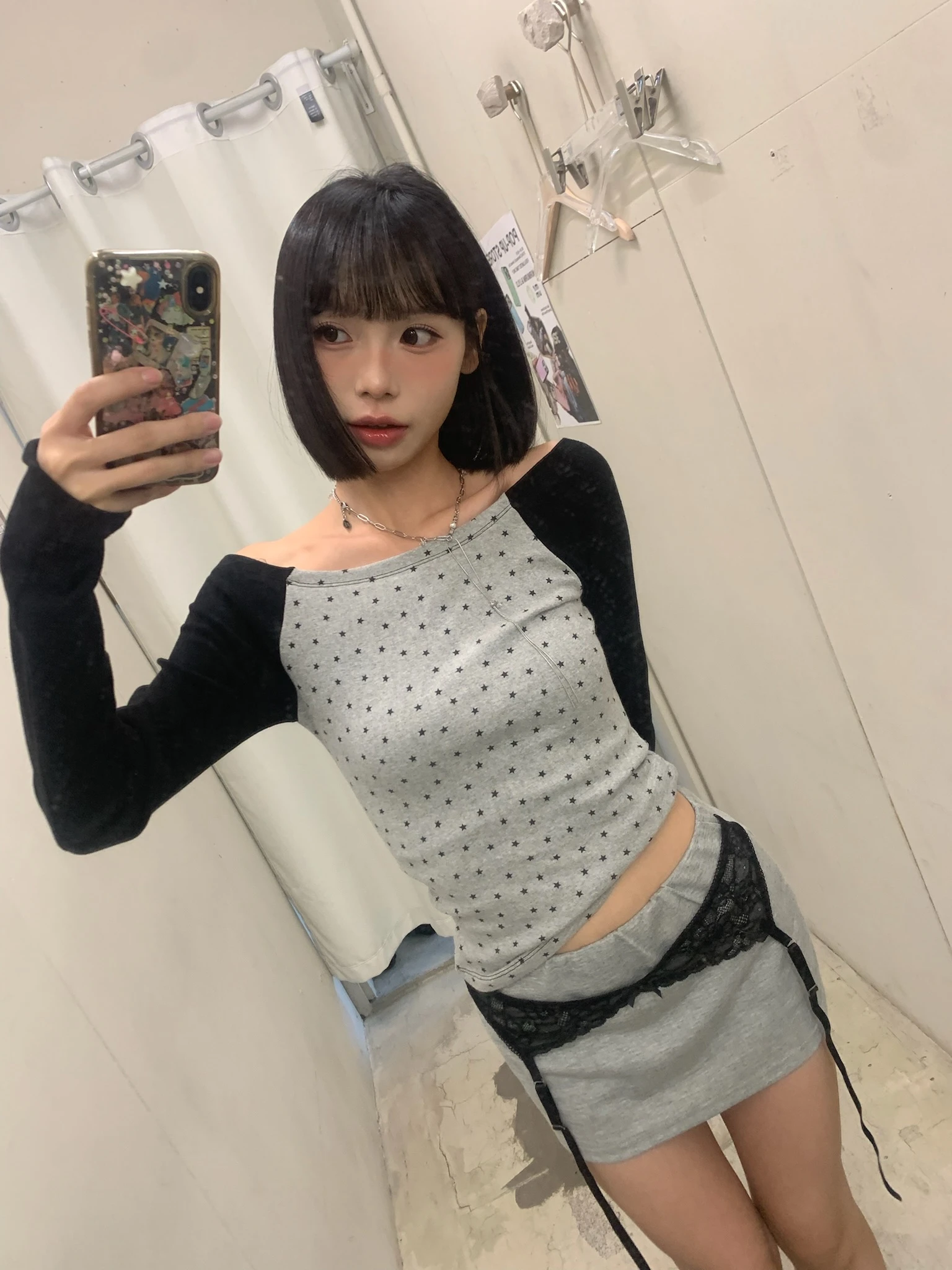 LYLO KR選品｜S07 ASTRA TOP 星芒撞色上衣_灰