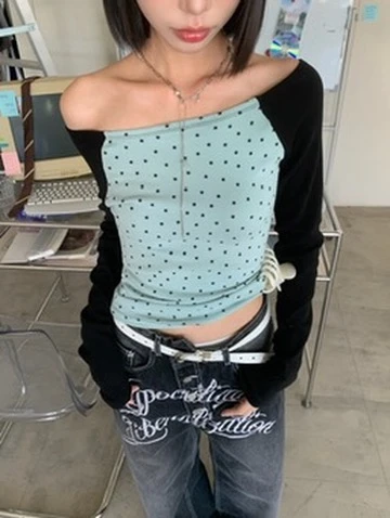 LYLO KR選品｜S07 ASTRA TOP 星芒撞色上衣_綠
